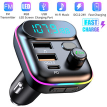 Bluetooth5.0 Car Adapter Fm Transmitter Usb Aux Radio Handsfree Mp3 Musi... - £25.35 GBP