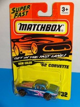 Matchbox Mid 1990s #32 &#39;62 Corvette Blue w/ Gold Wheels - £3.89 GBP