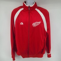 Majestic Detroit Red Wings Track Hockey Jacket Size L Mens Red - £21.75 GBP