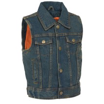 Kids&#39; Motorcycle Vest Blue Denim Snap Front Vest MDK3910 - $736.95 MXN+