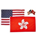 K&#39;s Novelties Wholesale Combo USA &amp; Hong Kong Country 2x3 2&#39;x3&#39; Flag &amp; L... - $12.13 CAD