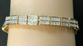 8 Ct Round Simulated Diamond 925 Silver Gold Plated Women&#39;s Tennis Bracelet - £142.75 GBP