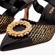 The Valencia Black & Gold Jewel Heel Women Mule Sandal image 3