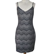 Black and Silver Bodycon Cocktail Dress Size 8 - £35.19 GBP