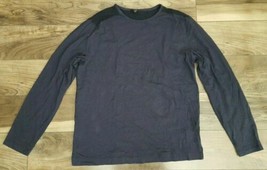 Vince Navy Blue Men&#39;s Solid Plain Cotton Blend Long Sleeve Shirt Size XL - £18.74 GBP