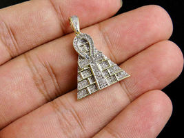 14k Yellow Gold Over Elegant Pyramid Ankh 2.20CT Round Diamond Vintage Pendant - £111.89 GBP