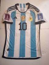 Lionel Messi Argentina 2022 World Cup Champions 3 Star Match Home Soccer Jersey - £96.51 GBP