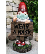 Health Freak Mr Gnome Wearing Protective Face Mask By &#39;Wear Mask&#39; Sign F... - $27.99