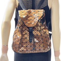 BAO BAO ISSEY MIYAKE Women&#39;s XL Backpack Bronze PVC Geometric Prism Blac... - $224.99