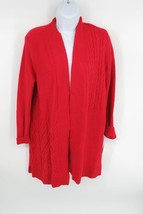 Charter Club Womens Open Front Cardigan Sweater Red Cable Knit Small NWT - £14.05 GBP