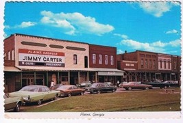 Georgia Postcard Plains Home of President Jimmy Carter Older 1970s  Cars - £1.70 GBP