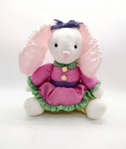 Vintage Russ Berrie Nylon Puffy Stuffed Rabbit Animal Plush 7.25 in Easter - £9.66 GBP