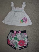 Girls Outfit Beluga White Babydoll Shirt &amp; Floral Shorts Toddler Summer-... - £6.25 GBP