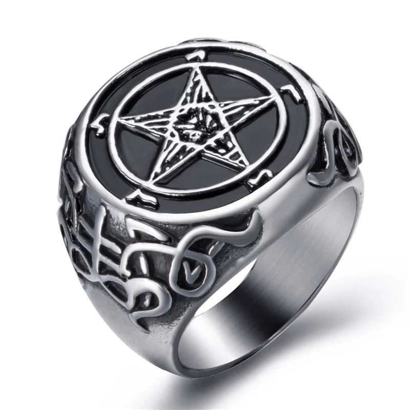 New man ring goat sul Leviathan cross   symbol Ring Jewelry - £24.57 GBP