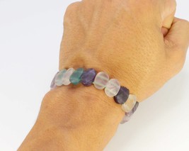Faceted Fluorite Bracelet - Elastic &amp; Double Reinforced Jewelry for clarity, foc - £19.65 GBP
