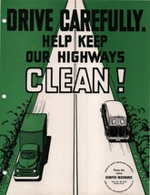 VINTAGE Kemper Insurance safety poster Keep Highways Clean 8.5&quot; X 11&quot; - £25.56 GBP