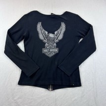 Harley Davidson Full Zip Long Sleeve Cardigan Womens L Black Yeager’s HD... - $23.51