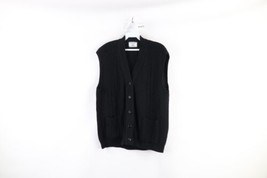 Vtg 60s 70s Streetwear Womens Large Distressed Knit Cardigan Sweater Vest USA - £42.98 GBP