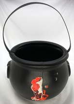 Vintage Blow Mold Halloween Witch&#39;s Kettle w/ Handle &amp; Sticker Union Products - £27.27 GBP