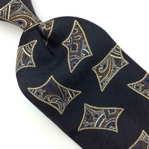 Claiborne USA Tie Art Nouveau Black Gray Brown Silk Necktie 1/I18-324 Vtg/Rare - £12.50 GBP