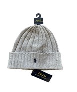 Polo Ralph Lauren Mens Wool Ribbed Cuff Knit Beanie Hat Gray Navy Horse - €21,46 EUR