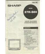 SHARP Television factory Operation OWNERS MANUAL for 27H-S60 TV printed ... - $458.25 MXN