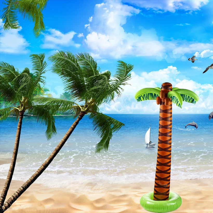 Play Inflatable Big Coconut Tree Balloon 90cm Palm Tree Hawaii Beach Wedding Bir - £23.25 GBP