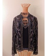 &#39;JKARA&#39; Heavily Beaded Black 2-Piece Tank Top/Jacket Set - Sz. Med. - NWT! - €55,78 EUR