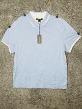 Mens Michael Kors Greenwich Heathered Button Polo Shirt Blue Size XL Collared - £56.65 GBP