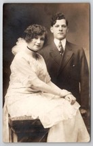 RPPC Handsome Edwardian Couple Pretty Lady Portrait Postcard P30 - $7.95