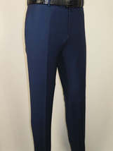 Men's MONO Turkey Slacks 100% Wool Plain Front Slim Fit 2502-04 Royal Blue image 4