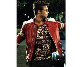 Brad Pitt Fight Club Tyler Durden Mayhem Red Real Leather Jacket - £75.61 GBP+
