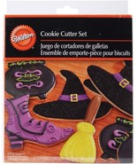 Wilton Halloween METAL Cookie Cutter Set 4 (Witchbroom,Boot,Cauldron,Hat) - NEW - $9.95