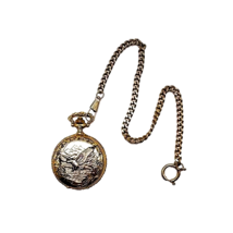 Helbros Quartz Pocket Watch Japan Eagle Front Cover - £17.36 GBP