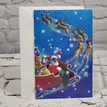 Vintage Baobab Tree Greeting Card Black Santa Santa&#39;s Sleigh Christmas C... - $9.89