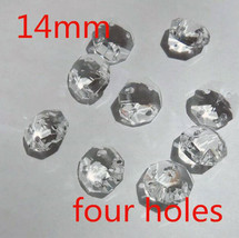 100Pcs 14mm Crystal Glass Octagonal Beads Chandelier Light Prisms Decor ... - £10.07 GBP