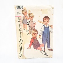 Toddler&#39;s Overalls Two Lengths Shirt Size 4   6063 Simplicity 1965 Uncut Vintage - $15.73