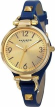NEW Akribos XXIV AK761BU Women&#39;s Ador Record Dial Thin Blue Leather Alloy Watch - £27.65 GBP