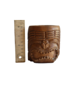 Vintage Wood Mug Hand Carved Wooden Cup Tribal Tiki Head Polynesian Souv... - €8,07 EUR
