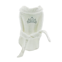 Doggie Design White Cotton Terry Cloth Dog Bathrobe with Silver Tiara Si... - $332.62 MXN