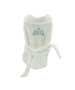 Doggie Design White Cotton Terry Cloth Dog Bathrobe with Silver Tiara Si... - €15,11 EUR