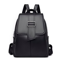 Large Capacity Soft Leather Women&#39;s Bookbag Women Backpack Leather Anti-Theft Tr - £43.07 GBP
