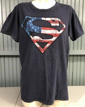 Superman Patriotic Stars Stripes Large Blue T-Shirt - £11.41 GBP