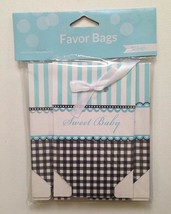 SWEET BABY SHOWER FAVOR BAGS MINI BOXES 12 Pack Blue Fold Over With Ribbon - $7.75