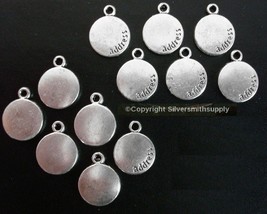 12 Round disc shaped &quot;address&quot; stamping jewelry signature tags silver pl cfp064 - £1.36 GBP
