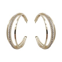 18K Gold Plated CZ Three Circles Open Hoop Earrings for Women - £7.98 GBP