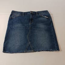 Universal Thread Women&#39;s Blue Denim Cotton Blend 1/4 Front Zip Skirt Size 14/32 - $14.25