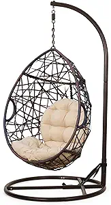Christopher Knight Home CKH Wicker Tear Drop Hanging Chair, Brown - $627.99