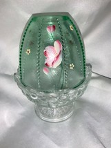 Fenton Art Glass Hand Painted Key Lime Green Crystal Fairy Lamp Item# 08... - $139.00