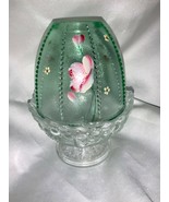 Fenton Art Glass Hand Painted Key Lime Green Crystal Fairy Lamp Item# 08... - £110.15 GBP